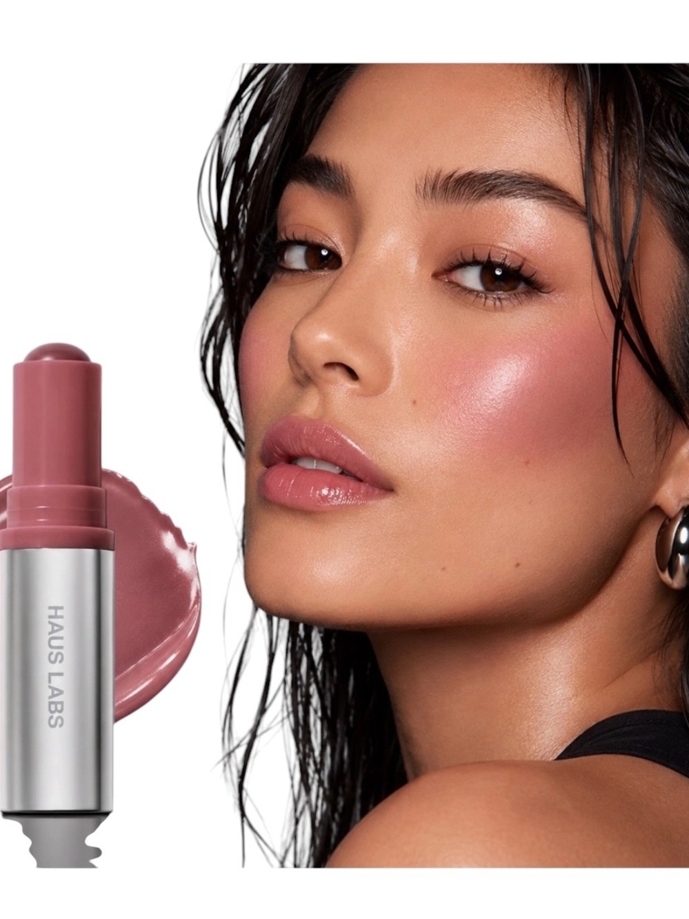 NIB Haus Labs Color Fuse Glassy Blush Balm in Hibiscus